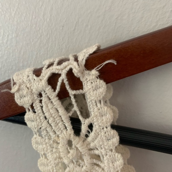 Solitaire Cream Crochet Boho Cottage Swim Coverup Sheer Dress Cotton Medium - Picture 3 of 8